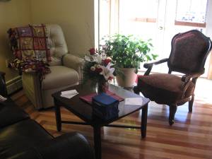 Our inviting living room with good space for family.